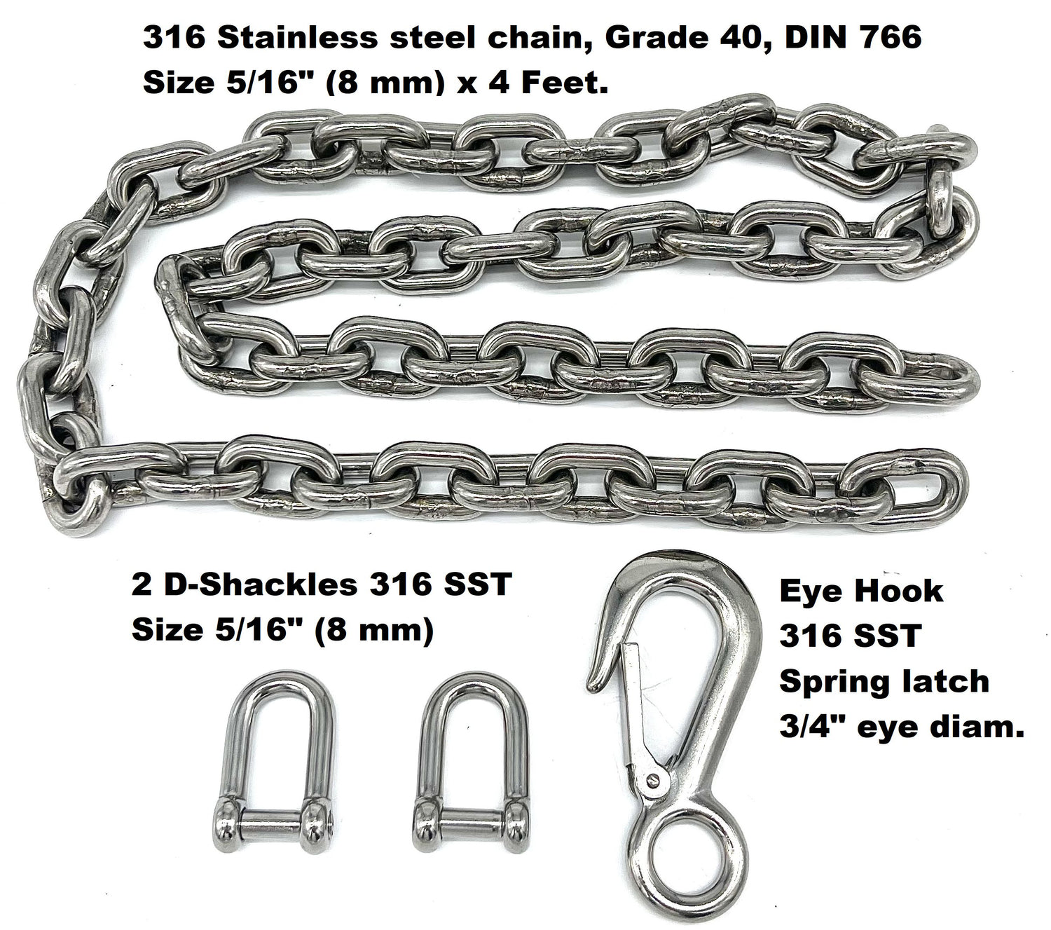 New boat trailer hitch safety chain system Sardine Marine