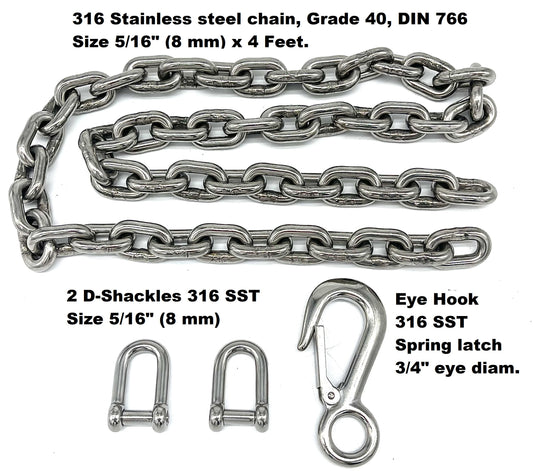 New boat trailer hitch safety chain system