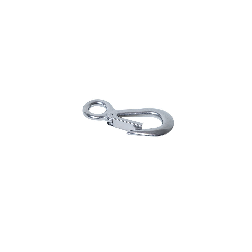 3/4 Inch Large Eye Hook with Latch (2 Pack) - 316 Marine Grade Stainless Steel right angle