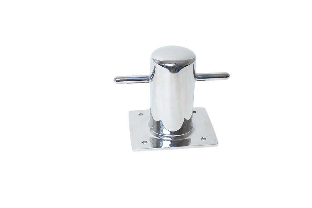 4-3/4 Inch Square Base Mooring Bollard - 316 Marine Grade Stainless Steel front angle