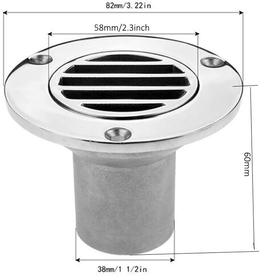 Boat deck drain 316 stainless steel 1-1/2 inch polished